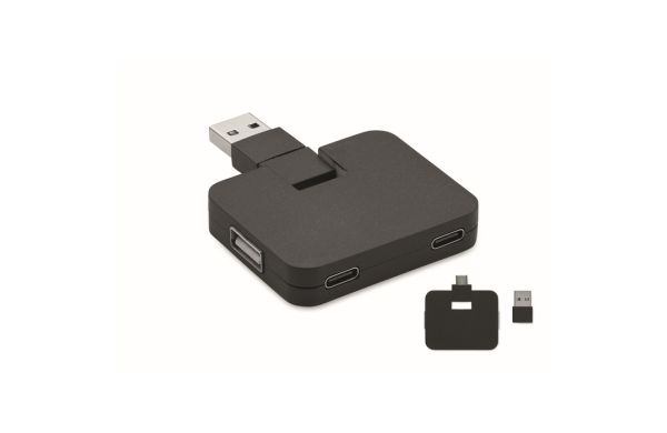 SQUARE-C 4 Port USB Hub - schwarz