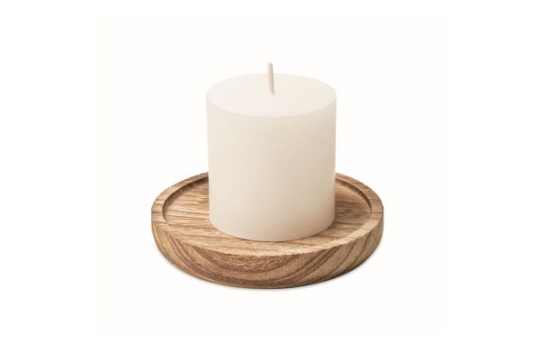 PENTAS Kerze mit Halter - holzfarben