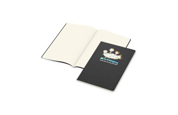 Notizbuch Copy-Book Seiten cremefarben Naturkarton-Softcover farbig - gepunktet, Siebdruck-Digital