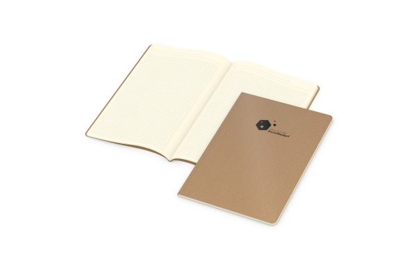 Notizbuch Copy-Book Seiten cremefarben Naturkarton-Softcover farbig - kariert, Prägung