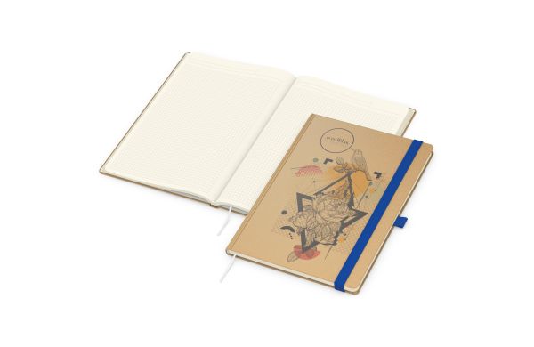 Notizbuch Match-Book Naturpapier-Hardcover - creme, kariert, braun