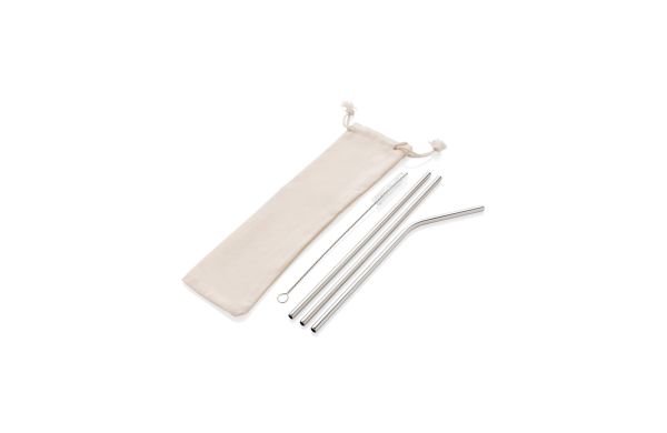 3-teiliges Trinkhalm-Set aus Stainless Steel/silber