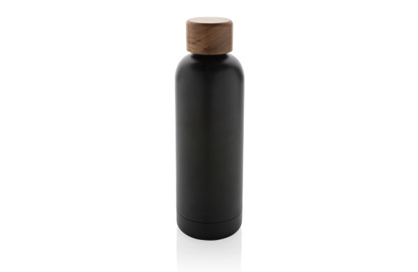 Wood Vakuumflasche aus RCS recyceltem Stainless-Steel/schwarz