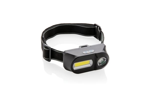 COB und LED Stirnlampe/schwarz