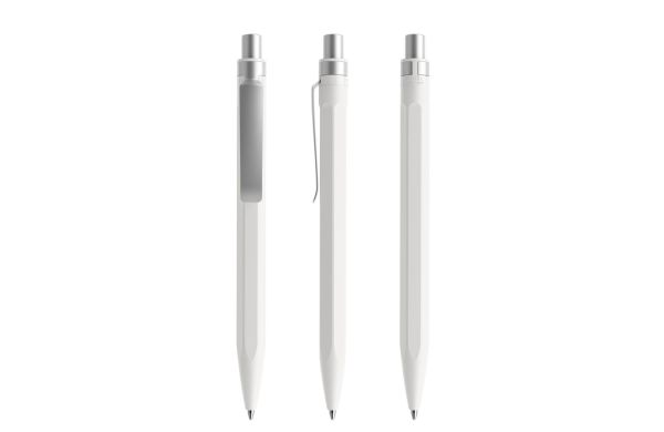 prodir QS50 Stone PQS Push Kugelschreiber White Dolomite-Silber satiniert, schwarze Miene