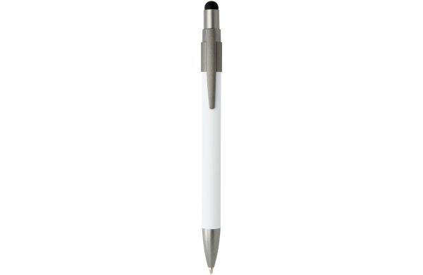 Rill RCS recycelter Kugelschreiber mit Stylus und Fidget Spinner (schwarze Mine), weiss