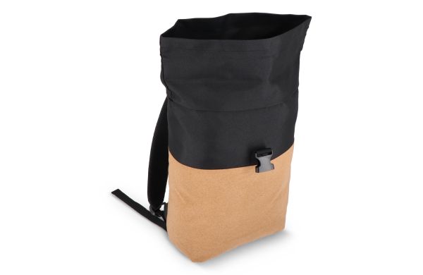 Rolltop-Rucksack Kork & R-PET 18L, schwarz