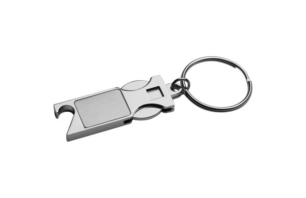 Schlüsselanhänger aus Metall mit Einkaufschip