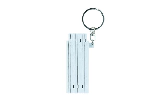 Schlüsselanhänger mit Mini-Zollstock, weiss