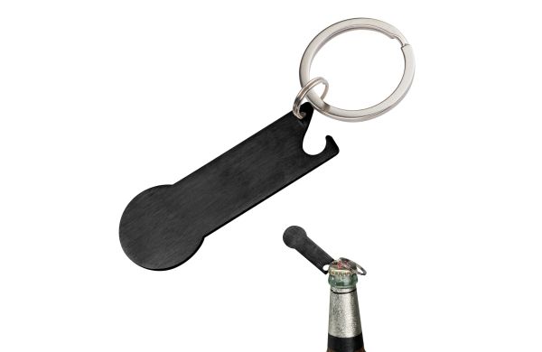 Schlüsselanhänger mit Einkaufschip Stickit - schwarz