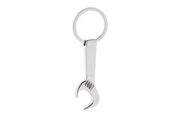 Schlüsselanhänger mit Flaschenöffner Spanner, weiss