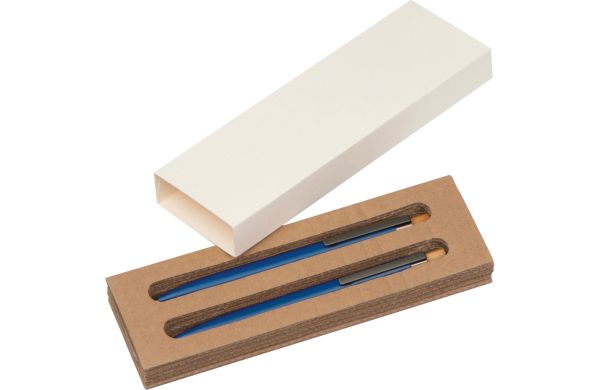 Schreibset-mit-Kugelschreiber-und-Druckbleistift-aus-recyceltem-Aluminium-blau