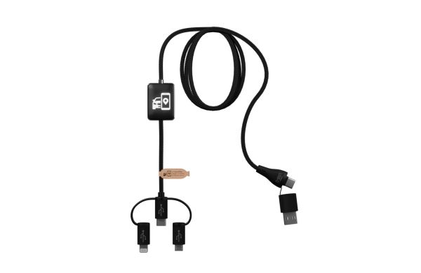 SCX.design C48 CarPlay 5-in-1 Ladekabel mit Leuchtlogo, schwarz