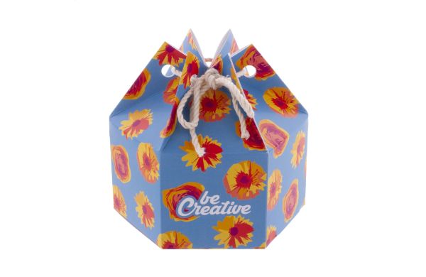 Sechseckige Geschenkbox CreaBox HexaCord M, weiss