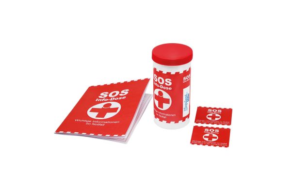 SOS-Info-Dose mit Standardbanderole_ weiss_ rot
