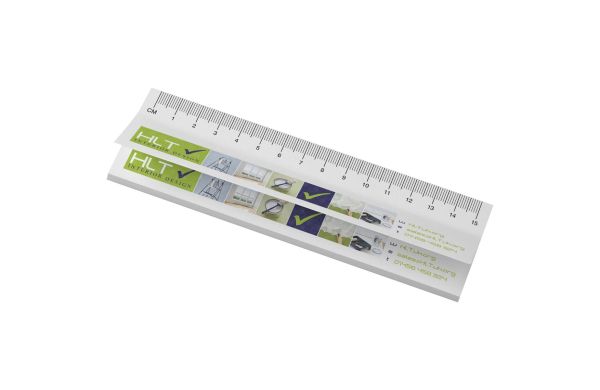 Sticky-Mate® Haftnotizen mit gedrucktem 15 cm Lineal aus recyceltem Material, weiss, 25 Seiten