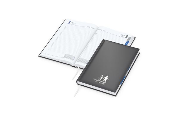Tageskalender Manager Monatsregister Mo.–So. je 1 Seite Kunstleder-Hardcover - Prägung