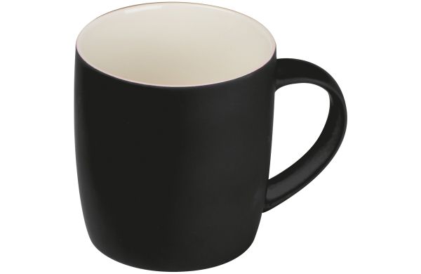 Tasse aus Porzellan, außen gummiert, 300ml - schwarz