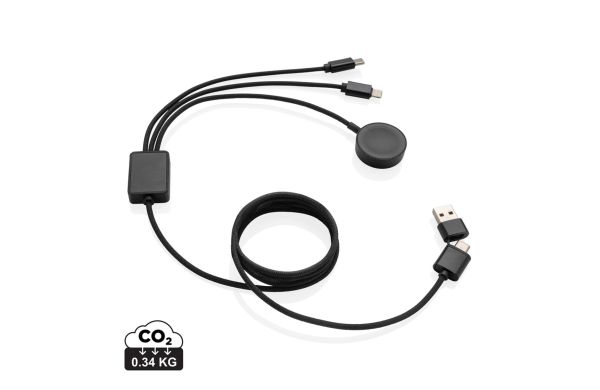Terra RCS rPET 6-in-1-Ladekabel mit Uhrenladegerät, grau