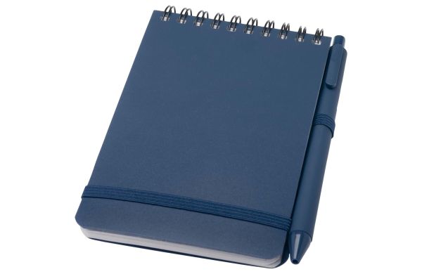 Thalaasa A6 Hardcover Notizbuch aus Ocean Bound Kunststoff mit Kugelschreiber (schwarze Mine), ozeanblau