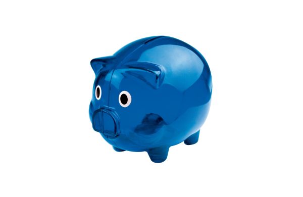 Transparentes Sparschwein - blau