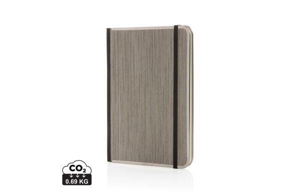 Treeline A5 Deluxe Notizbuch mit Holzeinband, grau
