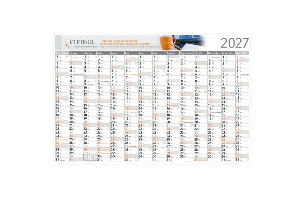 Wandplaner Horizont Dez. Vorjahr – Anfang Folgejahr - 1.020x680 mm, Sonntage