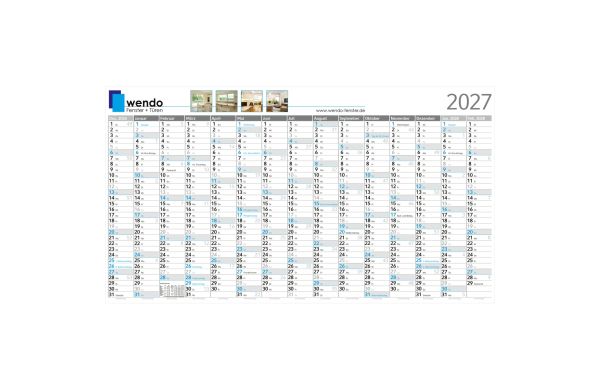 Wandplaner Horizont Dez. Vorjahr – Anfang Folgejahr - 1.350x750 mm, Sonntage blau