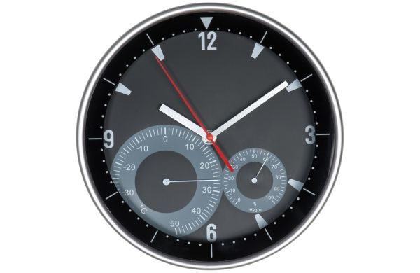 Wanduhr mit Hygro - und Thermometer - schwarz