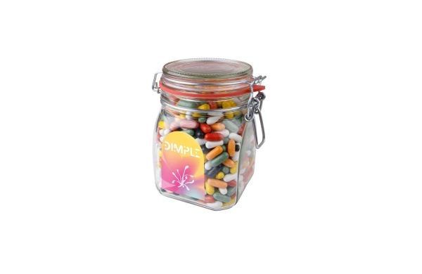 Weckglas 0,9 Liter, gefüllt mit Süßigkeiten, Transparant, Lakritzstangen mix
