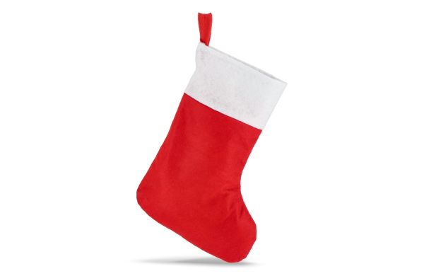 Weihnachtsstrumpf aus Filz 43cm, weiss/rot