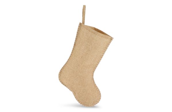 Weihnachtsstrumpf im Jute-Stil mit Ziernaht 45cm, natur