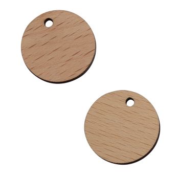 1€-Chip mit Loch aus Holz
