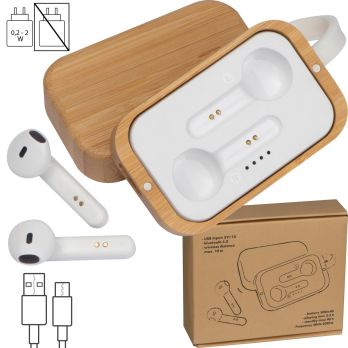 Bluetooth Kopfhörer in einer Bambusbox