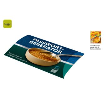 Buchstabensuppe in Kissenschachtel, Maggi