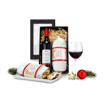Geschenkset: Rotwein & Stollen