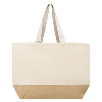 Grosse Baumwoll Shopper mit Jute Boden