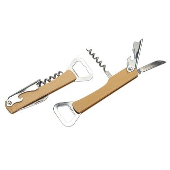 Kellnermesser mit 4 Funktionen, Bambus