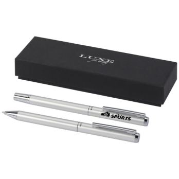 Lucetto Geschenkset mit Kugelschreiber und Tintenroller aus recyceltem Aluminium