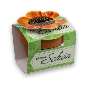 Tontöpfchen-Blume mit Samen, Tampondruck
